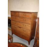 A 19th century mahogany chest of two short and four long graduated drawers, on splay bracket