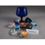 A quantity of mainly glass paperweights and a selection of glassware