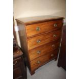 A late 19th century mahogany chest of four long graduated drawers with oval brass handle plates,