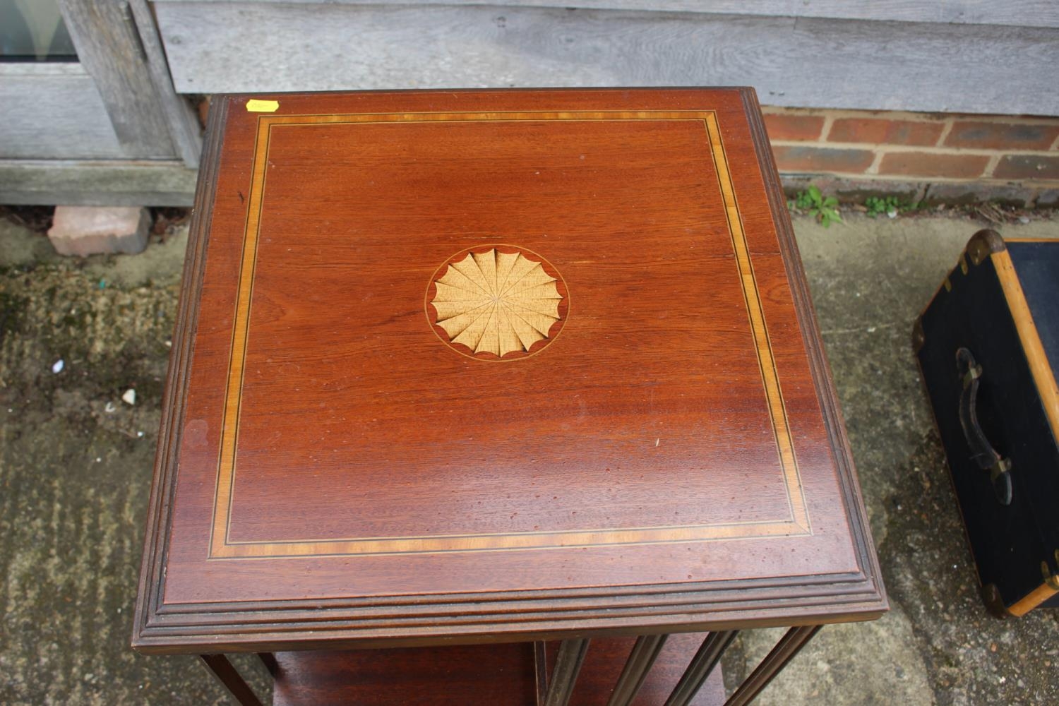 A mahogany and satinwood banded revolving bookcase, 18" square x 32" high - Image 3 of 3