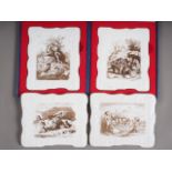 A set of four Meissen mural display wall plaques, decorated children, in boxes