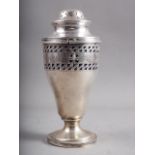 A silver sugar shaker with engraved floral swag decoration and associated white metal top, 2.6oz