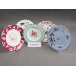 A quantity of mostly 19th century plates, including a pair of Royal Crown Derby plates with