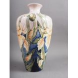A Moorcroft iris pattern baluster vase, 12" high