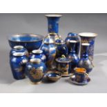 A quantity of Carlton ware china, including a baluster vase, decorated gilt landscape on a blue