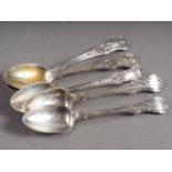 Three silver King's pattern teaspoons and two other similar spoons, 5.7oz troy approx