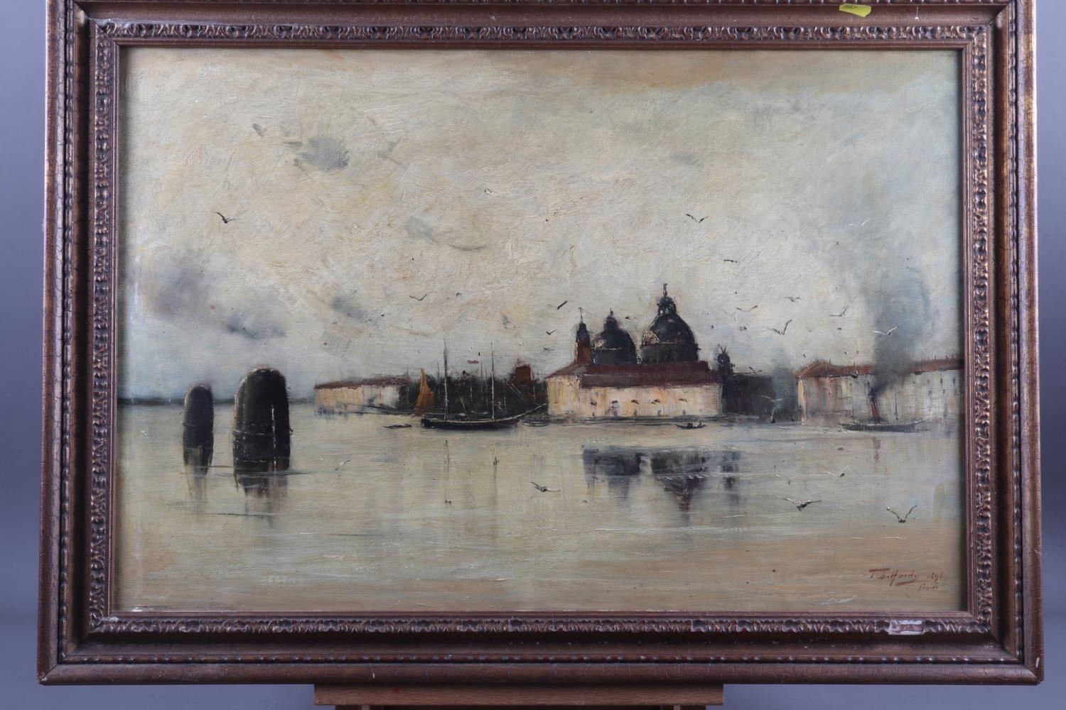 Thomas Bush Hardy, 1896: oil on canvas, "Venice", 17" x 25 1/2", in gilt frame