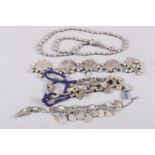 A set of Coptic/Ethiopian white metal prayer beads, a Bedouin white metal necklace, a Bedouin