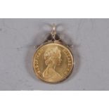 An Isle of Man 1973 £2.00 gold coin, in pendant mount, 19.4g gross