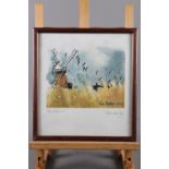 After Hugh Brandon Cox: a signed print, "Cley Mill", in wooden strip frame