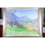 E Carleton-Smith: acrylics on canvas, South African landscape with mountains, 29 1/2" x 35 1/2",