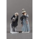 Two Royal Copenhagen figures, "Victorian Lady" (1385) 13 1/2" high, and "Victorian Man" (1383), 11