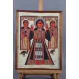 Four Coptic/Ethiopian velum "panels" of saints, in strip frames