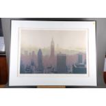 James Simpson: a signed limited edition screen print, "New York", 43/50, in aluminium strip frame