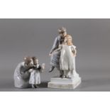 Two Royal Copenhagen figure groups, "Mother and Child with Mirror" (2970) and "Sisters on a