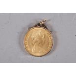 An Isle of Man 1973 £5.00 gold coin, in pendant mount, 45.3g gross