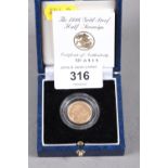 A gold proof half sovereign, dated 1996, in fitted case with certificate