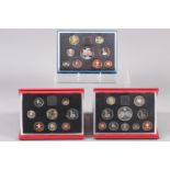 Three United Kingdom proof coin sets, dated 1995, 1996 and 1997