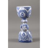 A Danish blue and white pottery trophy cup for "First Prize 21. IIFF, Copenhagen 1980", formed as