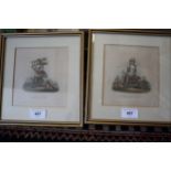 A set of four prints, harvest scenes, comprising "Potatoes, Full Weight" and three others, a lino-