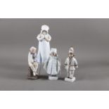 Four Royal Copenhagen figures, "Little Girl" (629), "Little Girl" (1252), "Sailor Boy on Plinth" (