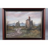 David Owens Dyer: oil on canvas, "Cornish Mine, Carn Brea", with Certificate of Authenticity, 12"