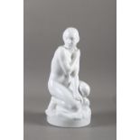 A Royal Copenhagen "blanc de chine" figure, Girl on the Beach" (3379), 13" high