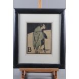 William Nicholson: a coloured lithograph, "B is for Beggar", in ebonised frame, a Clark Gable