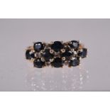 A 14ct gold, sapphire and diamond ring, size L, 4.2g