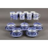 A Spode "Italian" breakfast set for five, four "Italian" mugs and four "Blue Room" mugs