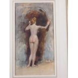 John Edward Godall: watercolours, nude woman, 13 1/4" x 7 1/4"