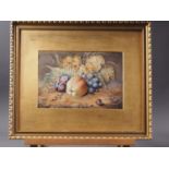 A B Smyth: watercolours, still life with fruit, 7" x 9 1/2", in gilt frame