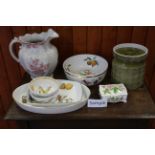A quantity of Royal Worcester, "Evesham" pattern china, a Princess Royale jardiniere, three wash