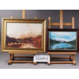 Alexander Dickie: two oils on boards, River Dochart, 11 1/2" x 15", in mahogany frame, and River