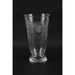 A Webb Edward VIII 1937 Coronation tapered glass vase with hand engraved decoration, 10 1/2" high