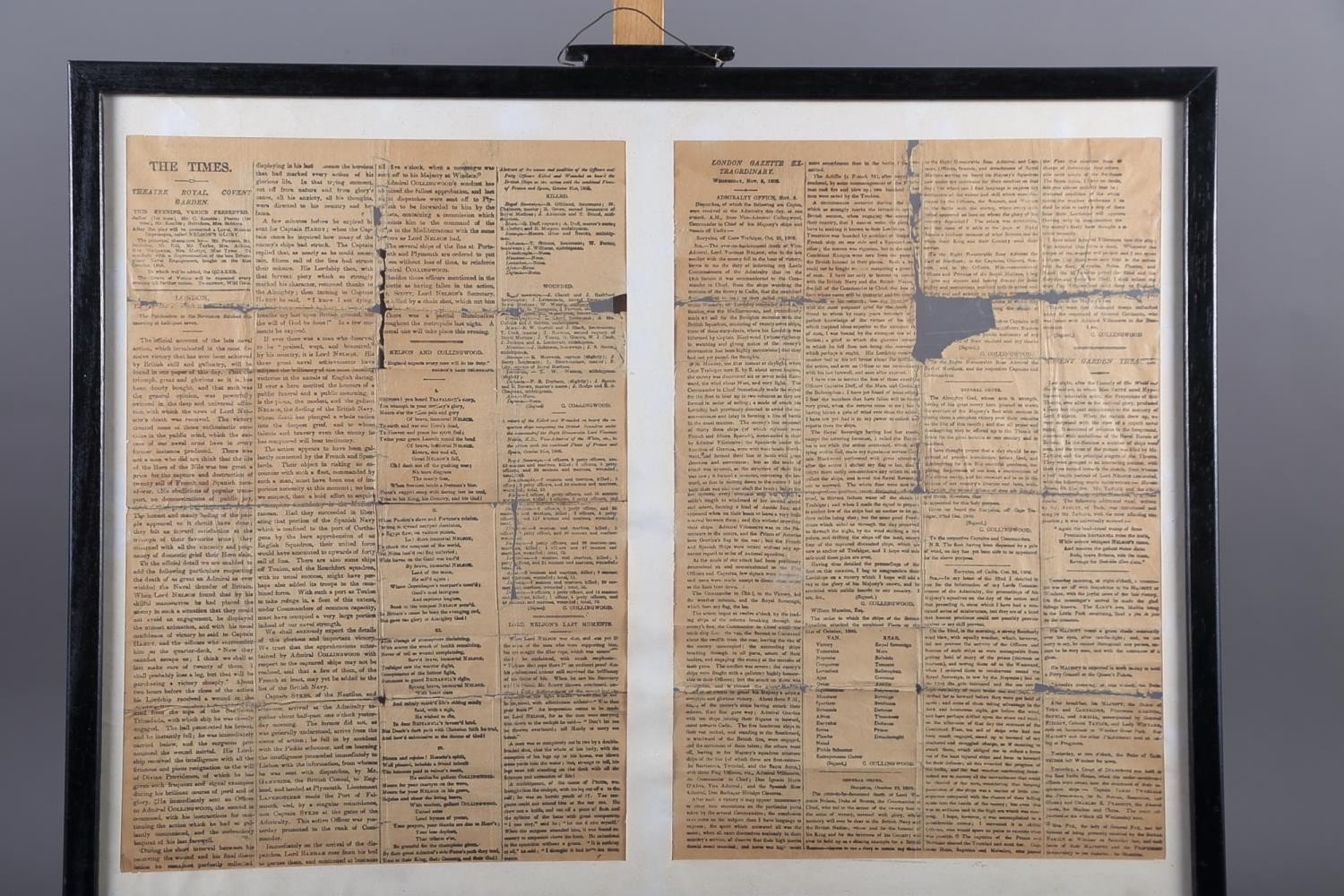 A facsimile copy of The Times for November 7th 1805 recording the battle of Trafalgar, in double - Image 2 of 6