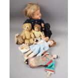 A Dean's Club Limited Edition teddy bear, "George", and other dolls and model animals