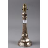 A silver table lamp with weighted base, 13 1/2" high