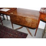 A 19th century mahogany and rosewood banded drop leaf occasional table, fitted one drawer with