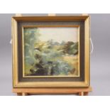 James William Fry: oil on board, "Purbeck Landscape", 8" x 9", in gilt frame