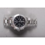 A Breitling Chronometer Automatic wristwatch with stainless steel case and strap, black enamel dial,