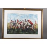 G L Ball, '91: watercolour and bodycolours, rugby scrum, 15" x 22", in strip frame