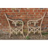 A pair of 19th century cast iron scroll work bench ends, 33" high