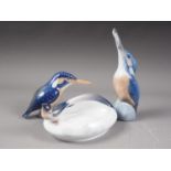 A Royal Copenhagen Art Nouveau Bird Dish (753/376), a Royal Copenhagen model of a kingfisher (2257),