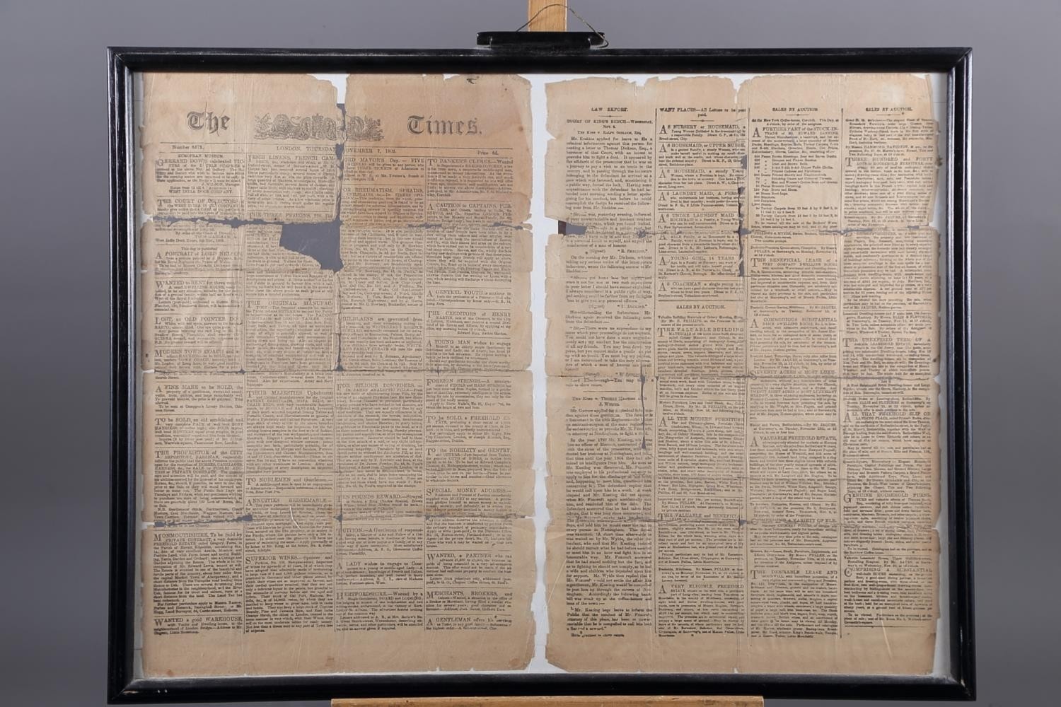 A facsimile copy of The Times for November 7th 1805 recording the battle of Trafalgar, in double - Image 3 of 6