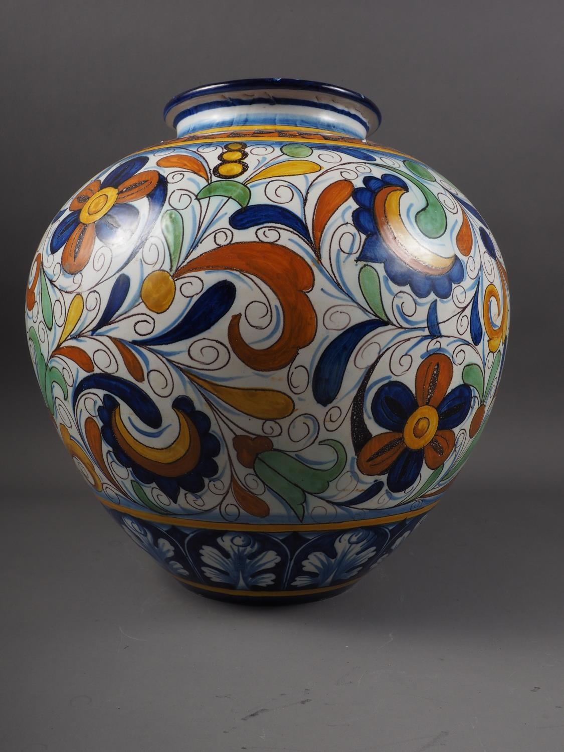 A Cantagalli bulbous vase with floral and scrolled decoration, 13" high - Image 2 of 4