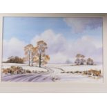 Stephen Foster: a pair of watercolours, autumn and winter landscapes with elm trees, 10 1/2" x 18