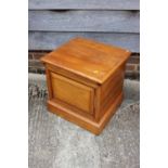 A satin walnut commode stool with panel front, supplied by Fred Fish & Sons, 19" wide x 16" deep x
