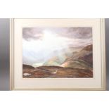P Austen Brown: bodycolours, "Place Fell - Autumn Light", Lakeland landscape, 11" x 15 1/4", in