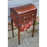A late 19th century mahogany dome top work table, fitted one drawer and well, on square taper